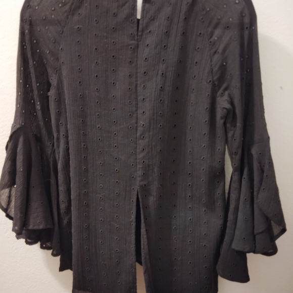 LC Lauren Conrad Black Eyelet Blouse - Picture 2 of 4
